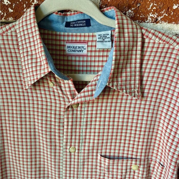 90s Bugle Boy Company red & green plaid button down - Picture 7 of 9